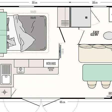 Mobil-home Clim - 2 Pers. - Api-1-52-2434 Κάμπινγκ